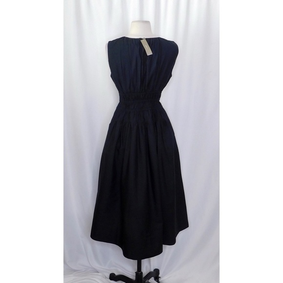 NWT!! J. CREW Hyacinth Dress Smocked Cotton Poplin Black Midi Pockets Small Tall - Picture 9 of 16